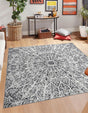 Dark Gray 7' 10 x 7' 10 Sofia Square Area Rug Durable Easy Clean Stain Resistant Unique Carpet for Affordable Interior Home Design for Sale at Rug Engine