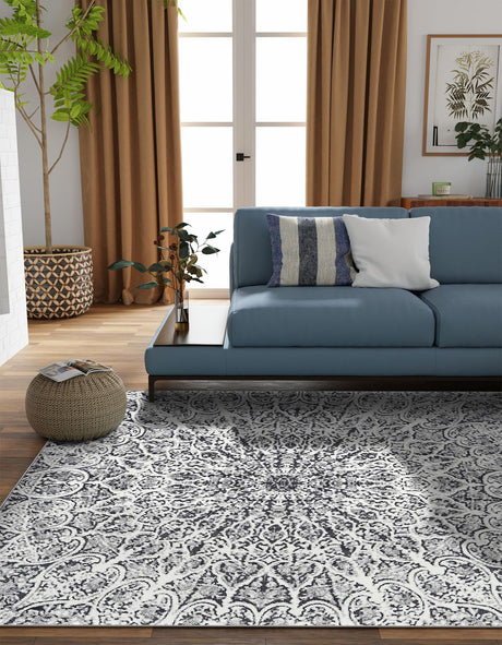 Dark Gray 6' 1 x 6' 1 Sofia Square Area Rug Durable Easy Clean Stain Resistant Unique Carpet for Affordable Interior Home Design for Sale at Rug Engine