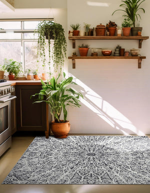 Dark Gray 6' 1 x 6' 1 Sofia Square Area Rug Durable Easy Clean Stain Resistant Unique Carpet for Affordable Interior Home Design for Sale at Rug Engine