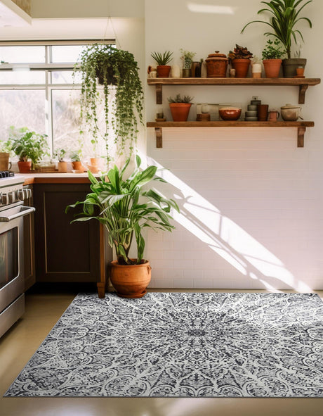Dark Gray 6' 1 x 6' 1 Sofia Square Area Rug Durable Easy Clean Stain Resistant Unique Carpet for Affordable Interior Home Design for Sale at Rug Engine
