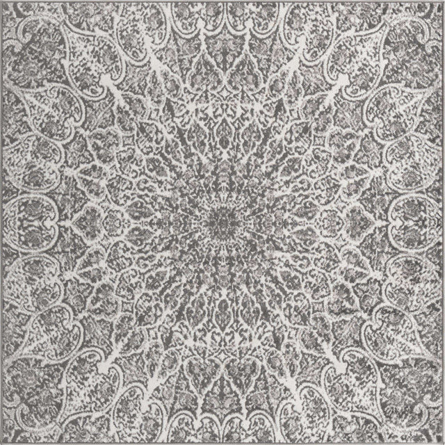 Dark Gray 6' 1 x 6' 1 Sofia Square Area Rug Durable Easy Clean Stain Resistant Unique Carpet for Affordable Interior Home Design for Sale at Rug Engine