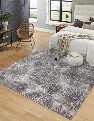 Gray 6' 1 x 6' 1 Sofia Square Area Rug Durable Easy Clean Stain Resistant Unique Carpet for Affordable Interior Home Design for Sale at Rug Engine
