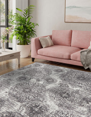 Gray 6' 1 x 6' 1 Sofia Square Area Rug Durable Easy Clean Stain Resistant Unique Carpet for Affordable Interior Home Design for Sale at Rug Engine