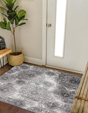 Gray 6' 1 x 6' 1 Sofia Square Area Rug Durable Easy Clean Stain Resistant Unique Carpet for Affordable Interior Home Design for Sale at Rug Engine