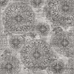 Gray 6' 1 x 6' 1 Sofia Square Area Rug Durable Easy Clean Stain Resistant Unique Carpet for Affordable Interior Home Design for Sale at Rug Engine