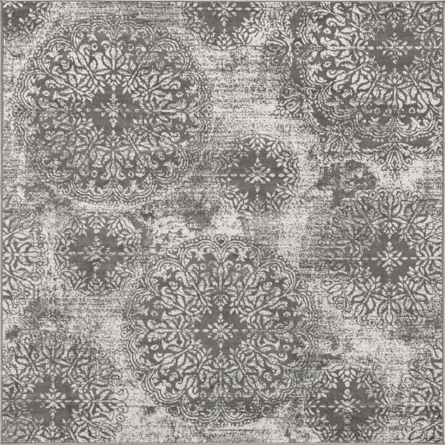 Gray 6' 1 x 6' 1 Sofia Square Area Rug Durable Easy Clean Stain Resistant Unique Carpet for Affordable Interior Home Design for Sale at Rug Engine