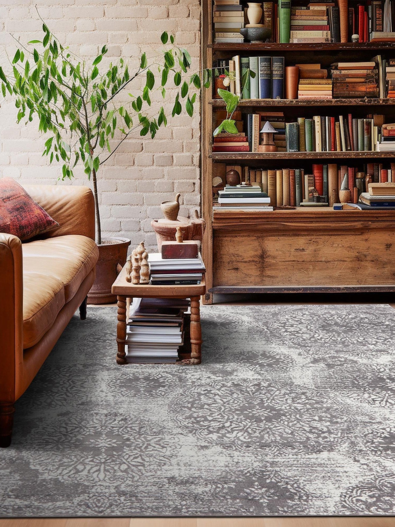 Light Gray 5' 3 x 5' 3 Sofia Square Area Rug Durable Easy Clean Stain Resistant Unique Carpet for Affordable Interior Home Design for Sale at Rug Engine