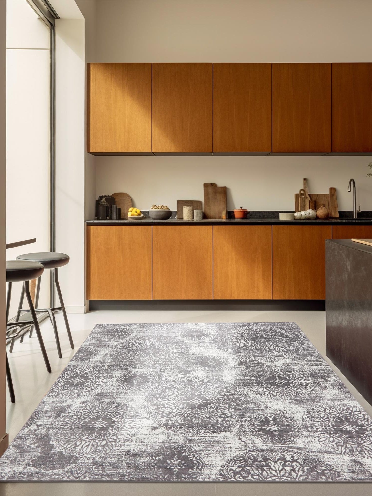 Light Gray 6' 1 x 6' 1 Sofia Square Area Rug Durable Easy Clean Stain Resistant Unique Carpet for Affordable Interior Home Design for Sale at Rug Engine