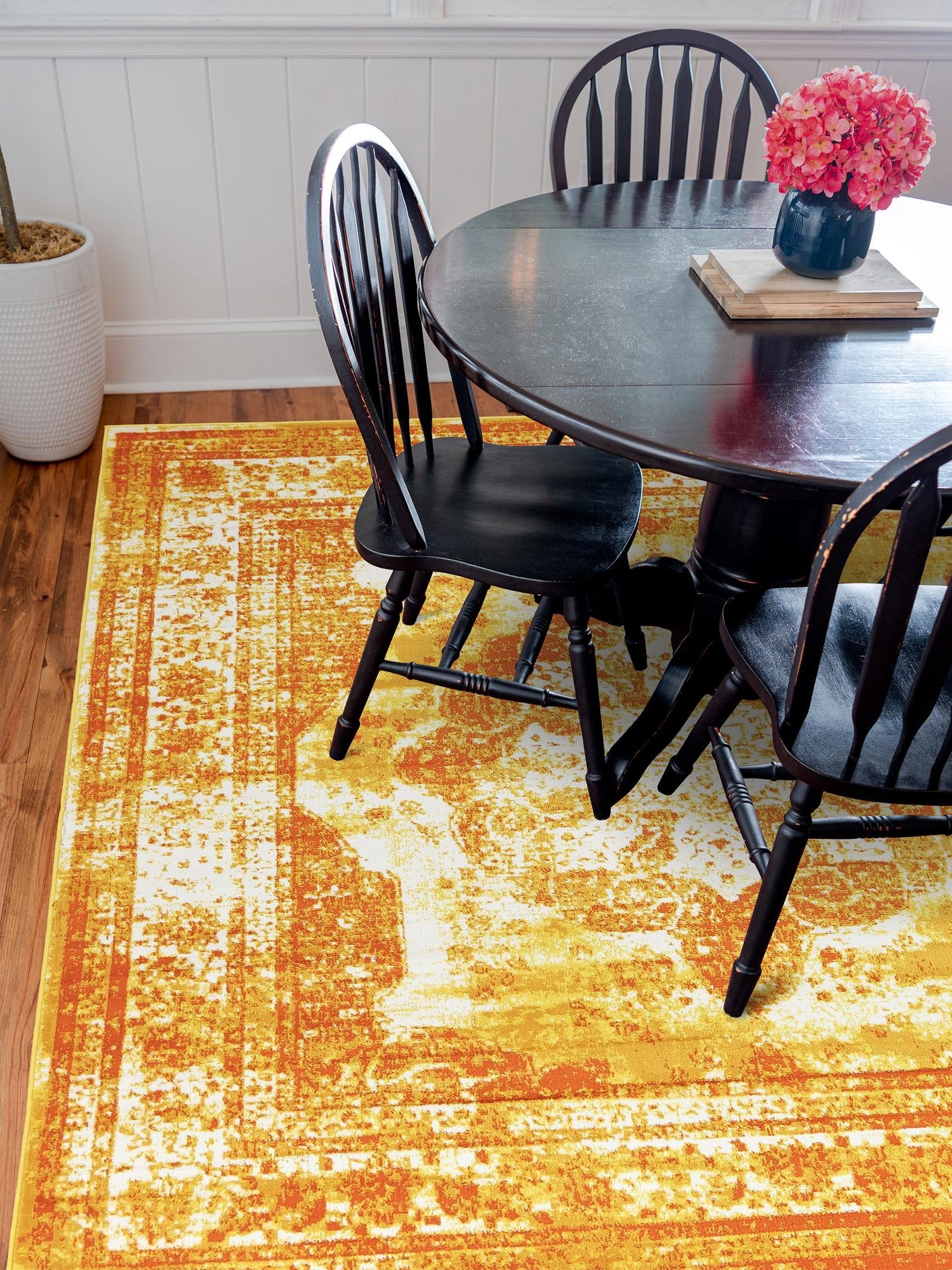 Orange 7' 10 x 7' 10 Sofia Square Area Rug Durable Easy Clean Stain Resistant Unique Carpet for Affordable Interior Home Design for Sale at Rug Engine