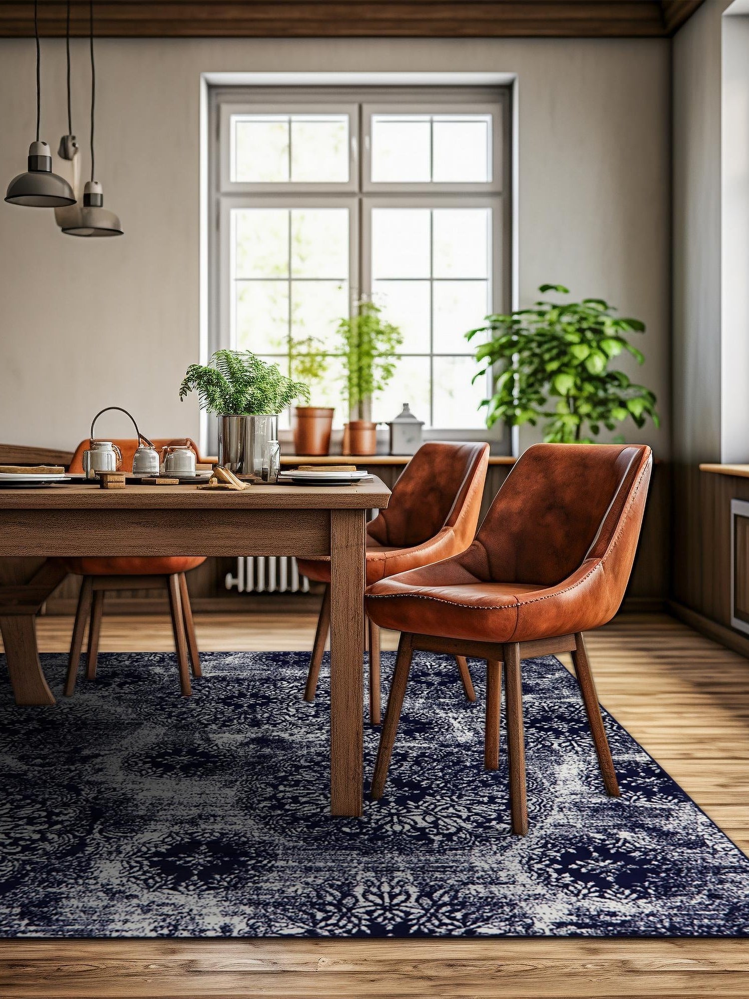 Navy Blue 6' 1 x 6' 1 Sofia Square Area Rug Durable Easy Clean Stain Resistant Unique Carpet for Affordable Interior Home Design for Sale at Rug Engine
