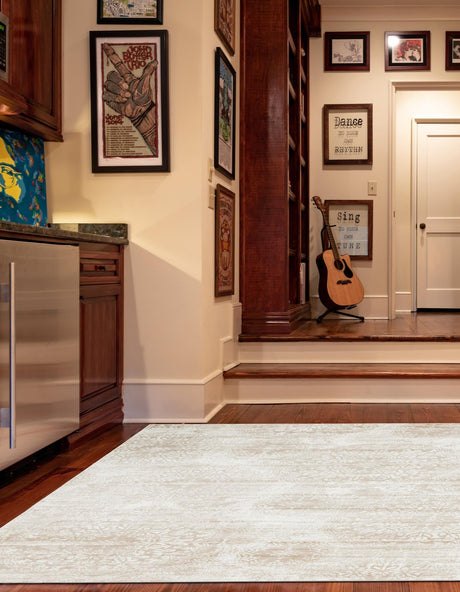 Beige 7' 10 x 7' 10 Sofia Square Area Rug Durable Easy Clean Stain Resistant Unique Carpet for Affordable Interior Home Design for Sale at Rug Engine