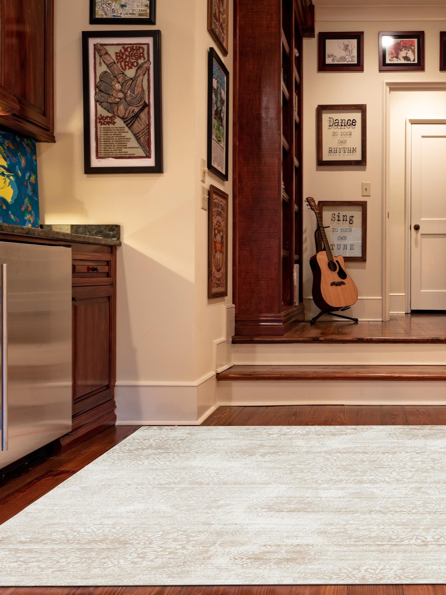 Beige 6' 1 x 6' 1 Sofia Square Area Rug Durable Easy Clean Stain Resistant Unique Carpet for Affordable Interior Home Design for Sale at Rug Engine