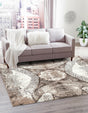 Brown 7' 10 x 7' 10 Sofia Square Area Rug Durable Easy Clean Stain Resistant Unique Carpet for Affordable Interior Home Design for Sale at Rug Engine