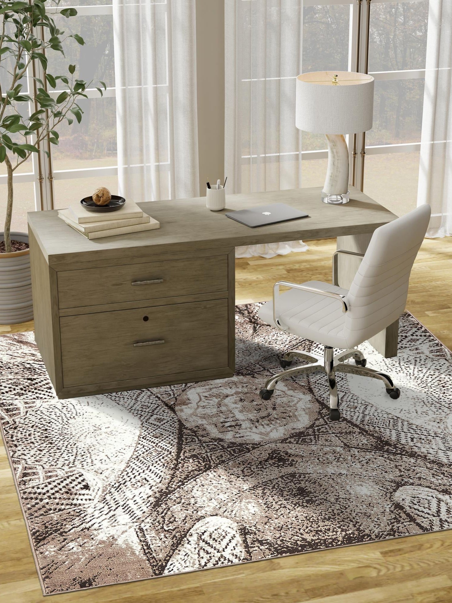 Brown 7' 10 x 7' 10 Sofia Square Area Rug Durable Easy Clean Stain Resistant Unique Carpet for Affordable Interior Home Design for Sale at Rug Engine