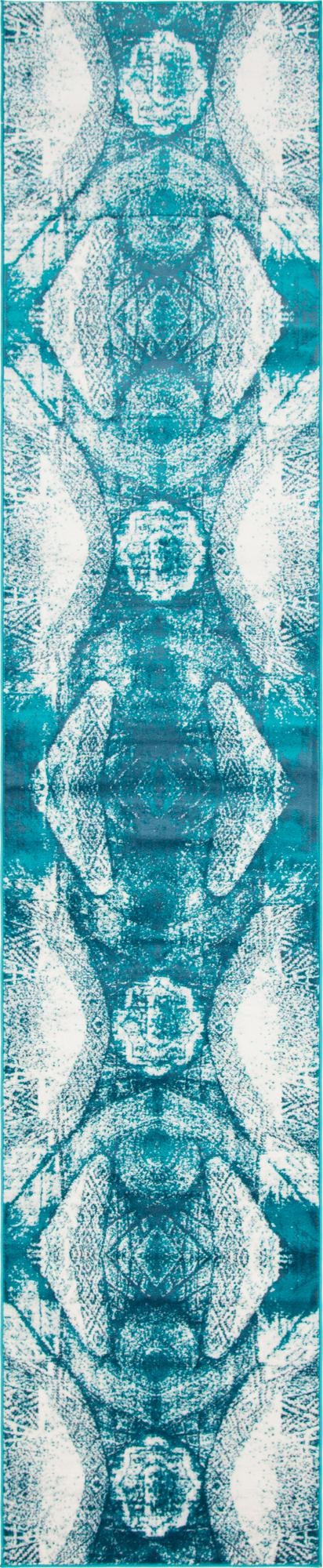 Turquoise 3' 3 x 16' 5 Sofia Runner Area Rug Durable Easy Clean Stain Resistant Unique Carpet for Affordable Interior Home Design for Sale at Rug Engine