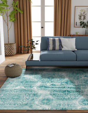 Turquoise 6' 1 x 6' 1 Sofia Square Rug