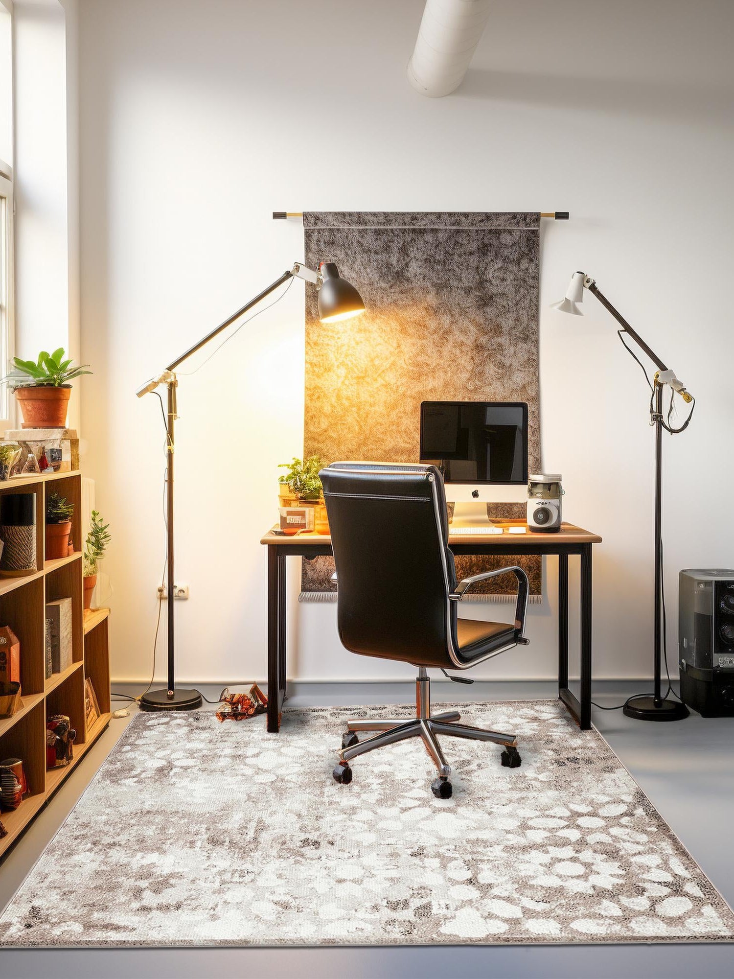 Brown 7' 10 x 7' 10 Sofia Square Area Rug Durable Easy Clean Stain Resistant Unique Carpet for Affordable Interior Home Design for Sale at Rug Engine