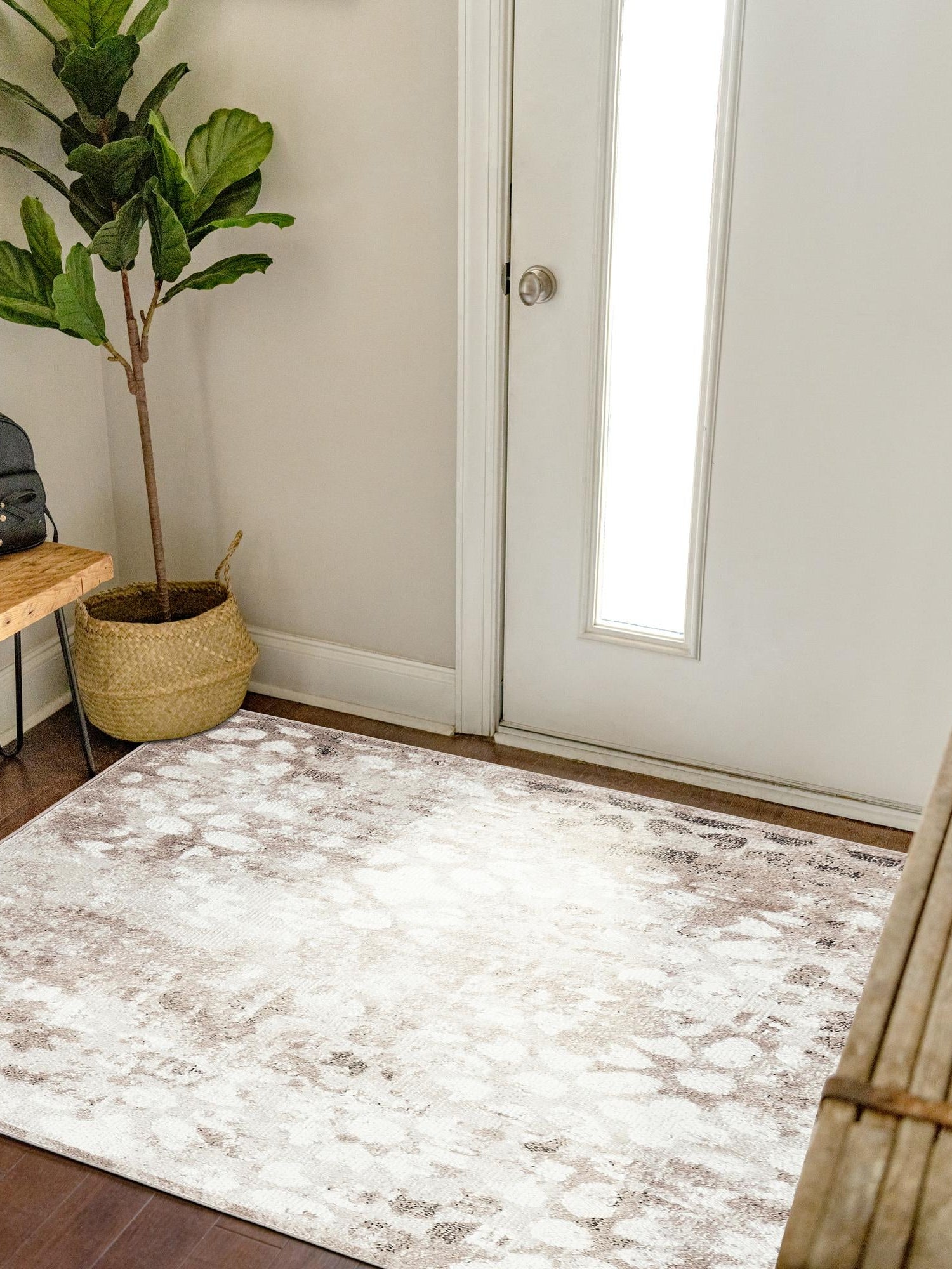 Brown 7' 10 x 7' 10 Sofia Square Area Rug Durable Easy Clean Stain Resistant Unique Carpet for Affordable Interior Home Design for Sale at Rug Engine