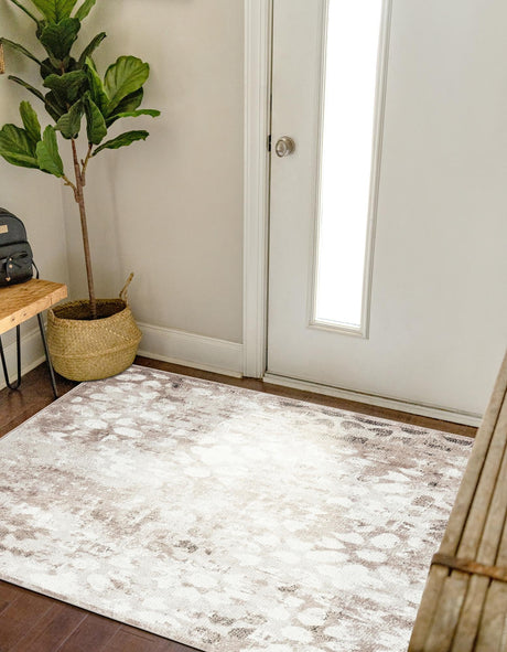 Brown 7' 10 x 7' 10 Sofia Square Area Rug Durable Easy Clean Stain Resistant Unique Carpet for Affordable Interior Home Design for Sale at Rug Engine