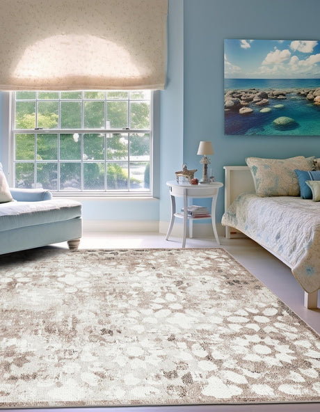 Brown 6' 1 x 6' 1 Sofia Square Area Rug Durable Easy Clean Stain Resistant Unique Carpet for Affordable Interior Home Design for Sale at Rug Engine
