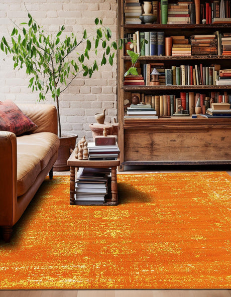 Orange 6' 1 x 6' 1 Sofia Square Area Rug Durable Easy Clean Stain Resistant Unique Carpet for Affordable Interior Home Design for Sale at Rug Engine