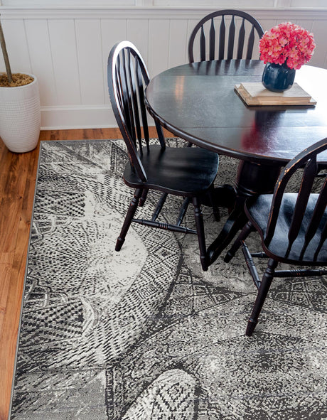 Dark Gray 6' 1 x 6' 1 Sofia Square Area Rug Durable Easy Clean Stain Resistant Unique Carpet for Affordable Interior Home Design for Sale at Rug Engine