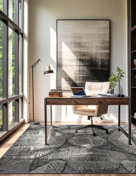 Dark Gray 6' 1 x 6' 1 Sofia Square Area Rug Durable Easy Clean Stain Resistant Unique Carpet for Affordable Interior Home Design for Sale at Rug Engine