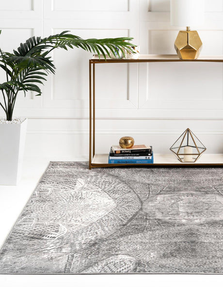 Dark Gray 7' 10 x 7' 10 Sofia Square Area Rug Durable Easy Clean Stain Resistant Unique Carpet for Affordable Interior Home Design for Sale at Rug Engine