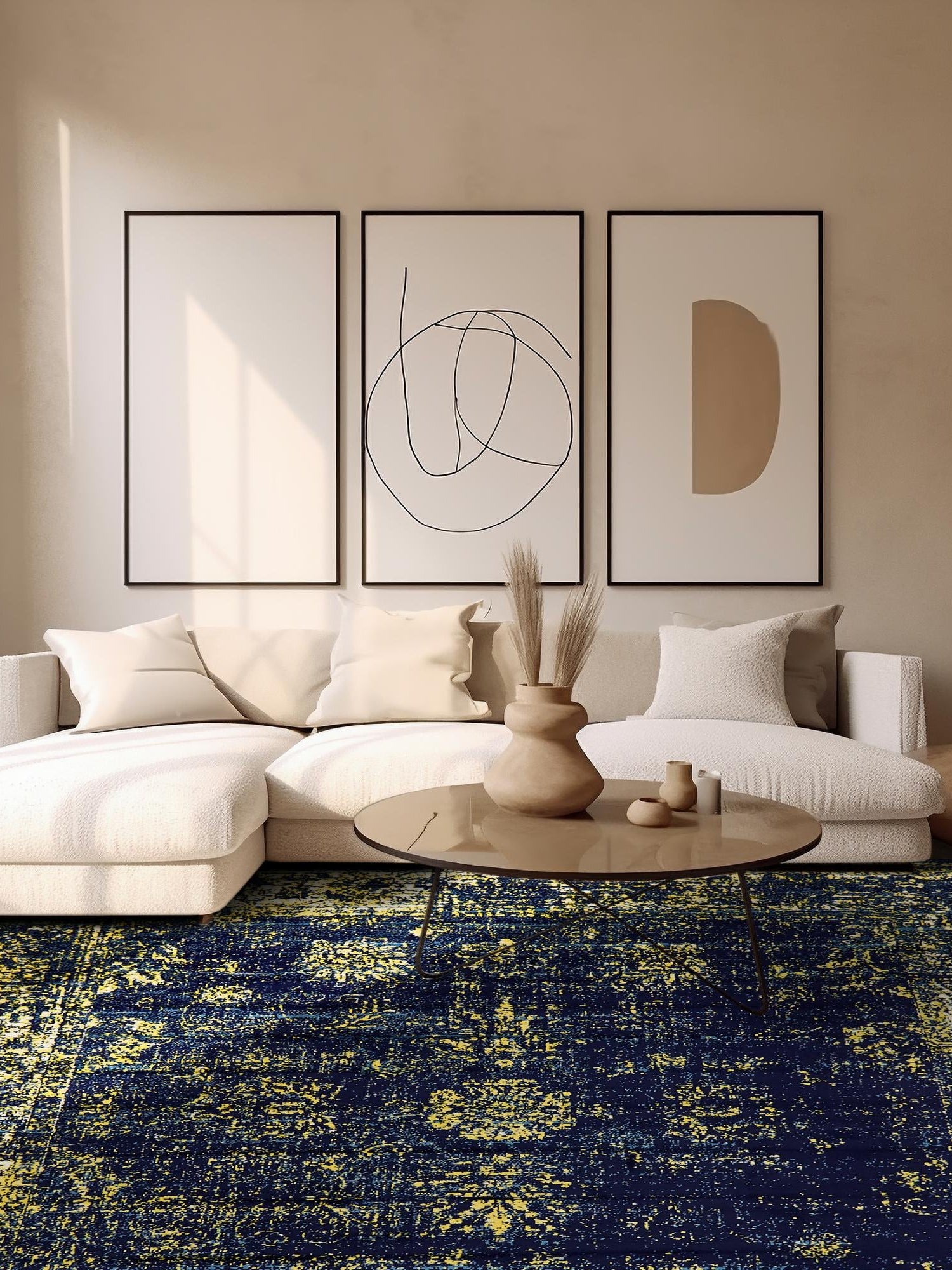 Navy Blue 7' 10 x 7' 10 Sofia Square Area Rug Durable Easy Clean Stain Resistant Unique Carpet for Affordable Interior Home Design for Sale at Rug Engine