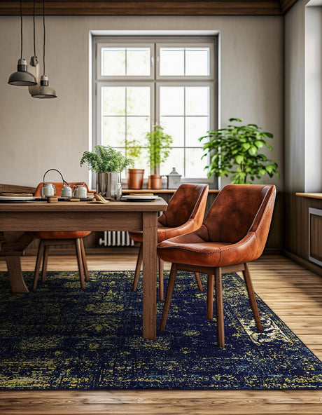 Navy Blue 6' 1 x 6' 1 Sofia Square Area Rug Durable Easy Clean Stain Resistant Unique Carpet for Affordable Interior Home Design for Sale at Rug Engine