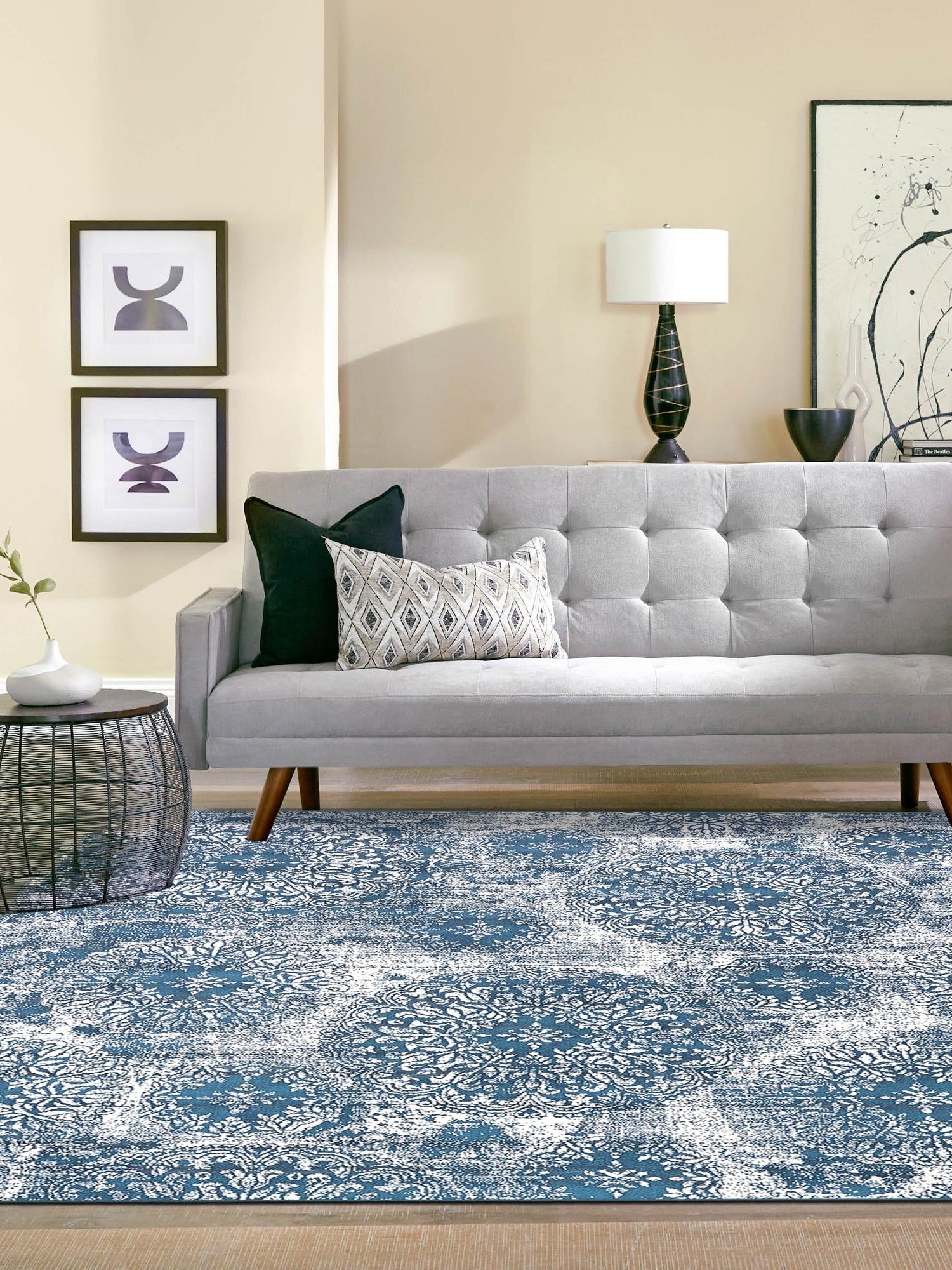 Blue 6' 1 x 6' 1 Sofia Square Area Rug Durable Easy Clean Stain Resistant Unique Carpet for Affordable Interior Home Design for Sale at Rug Engine