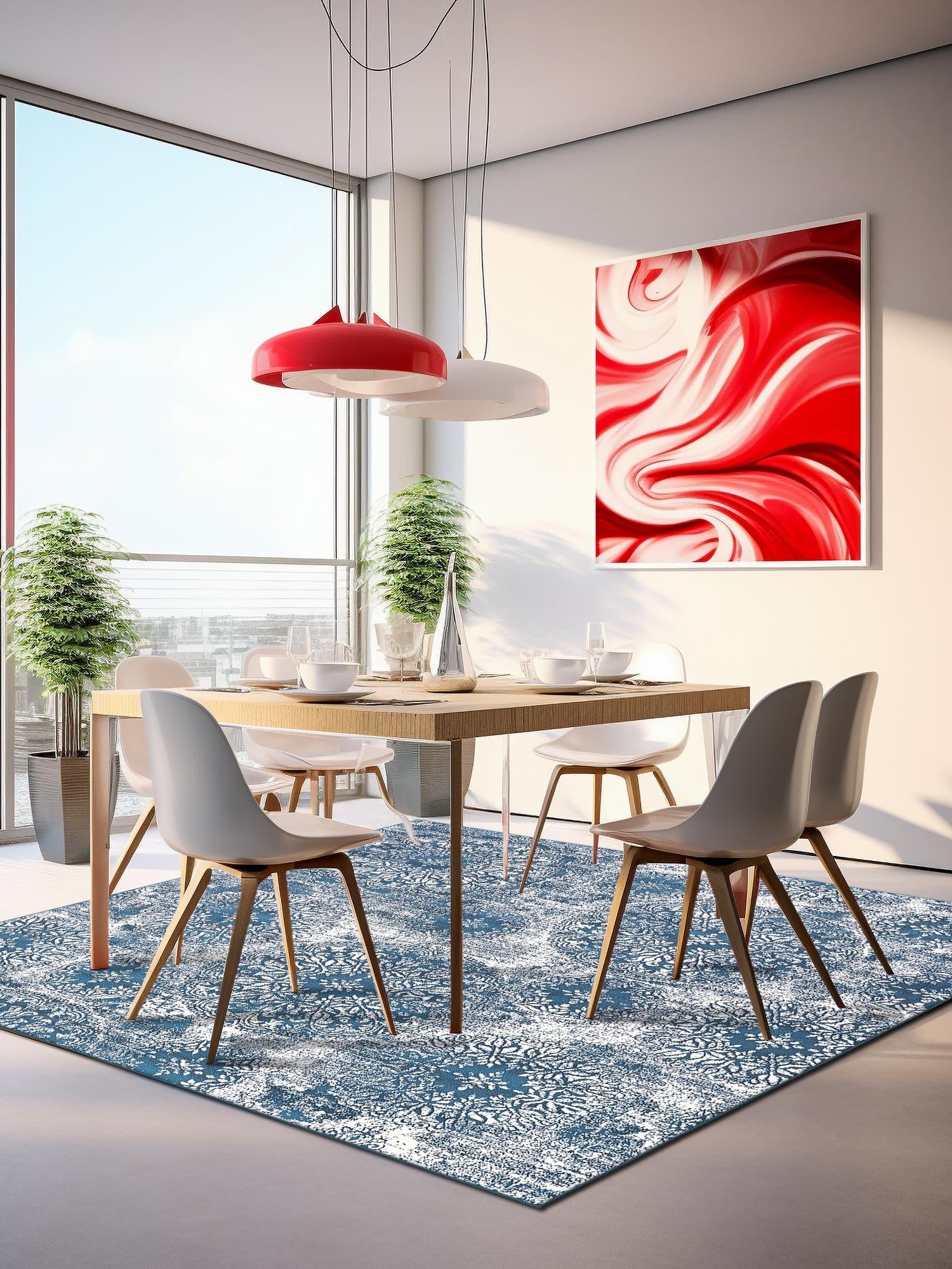 Blue 7' 10 x 7' 10 Sofia Square Area Rug Durable Easy Clean Stain Resistant Unique Carpet for Affordable Interior Home Design for Sale at Rug Engine