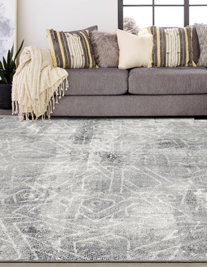 Dark Gray 6' 1 x 6' 1 Sofia Square Area Rug Durable Easy Clean Stain Resistant Unique Carpet for Affordable Interior Home Design for Sale at Rug Engine