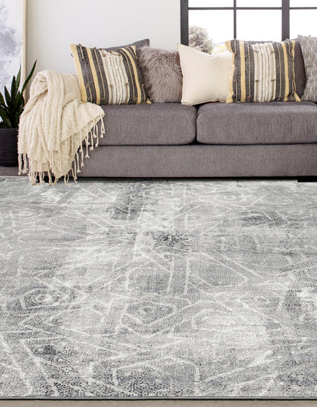 Dark Gray 6' 1 x 6' 1 Sofia Square Area Rug Durable Easy Clean Stain Resistant Unique Carpet for Affordable Interior Home Design for Sale at Rug Engine