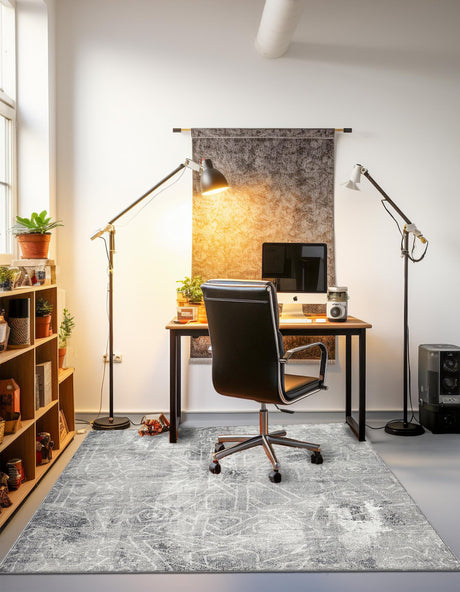 Dark Gray 6' 1 x 6' 1 Sofia Square Area Rug Durable Easy Clean Stain Resistant Unique Carpet for Affordable Interior Home Design for Sale at Rug Engine
