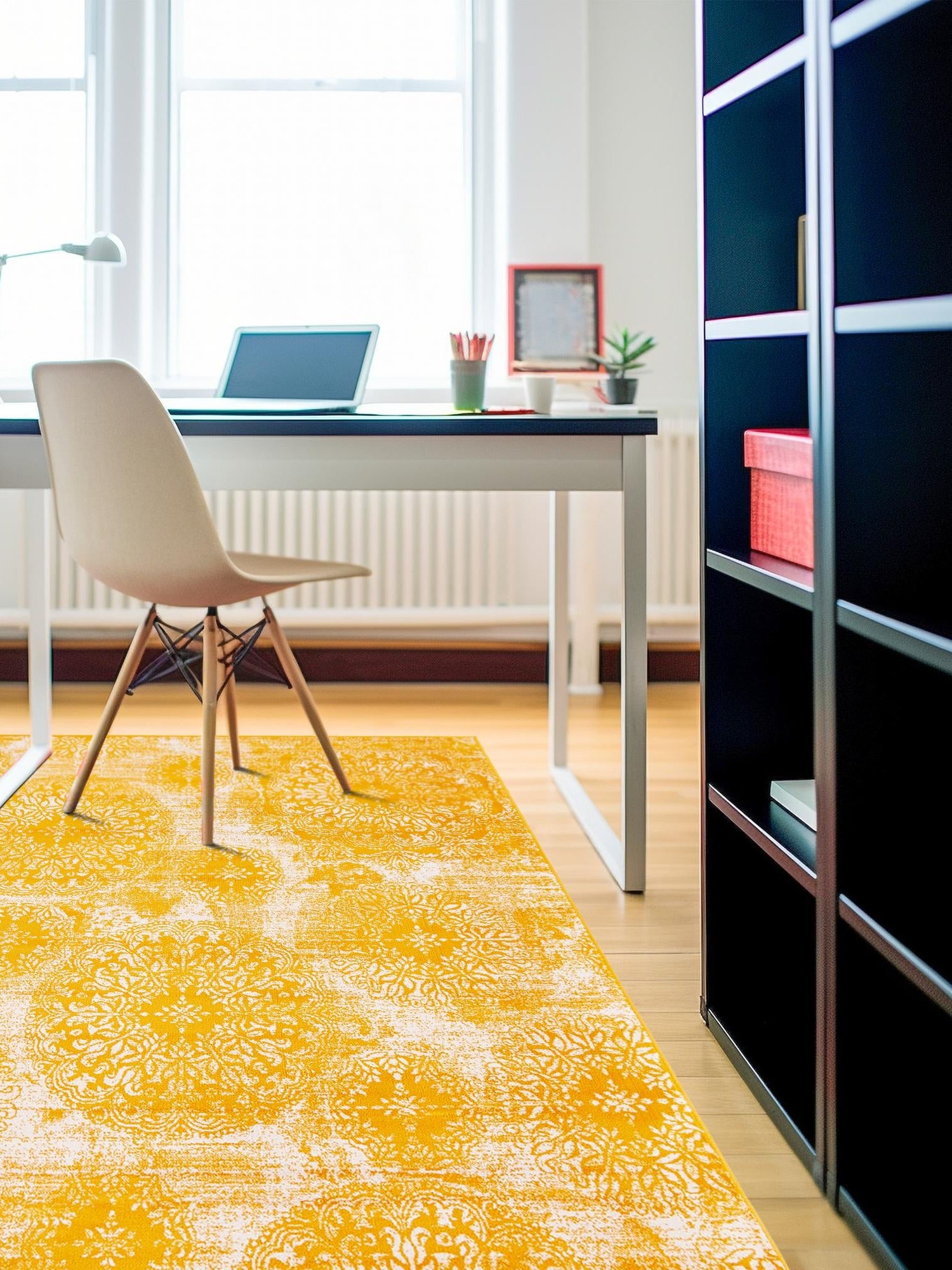 Yellow 6' 1 x 6' 1 Sofia Square Area Rug Durable Easy Clean Stain Resistant Unique Carpet for Affordable Interior Home Design for Sale at Rug Engine