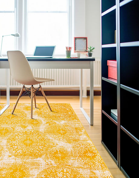 Yellow 6' 1 x 6' 1 Sofia Square Area Rug Durable Easy Clean Stain Resistant Unique Carpet for Affordable Interior Home Design for Sale at Rug Engine