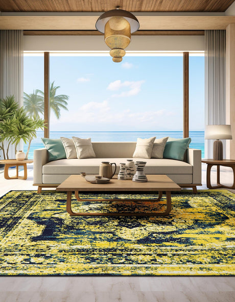 Navy Blue 7' 10 x 7' 10 Sofia Square Area Rug Durable Easy Clean Stain Resistant Unique Carpet for Affordable Interior Home Design for Sale at Rug Engine