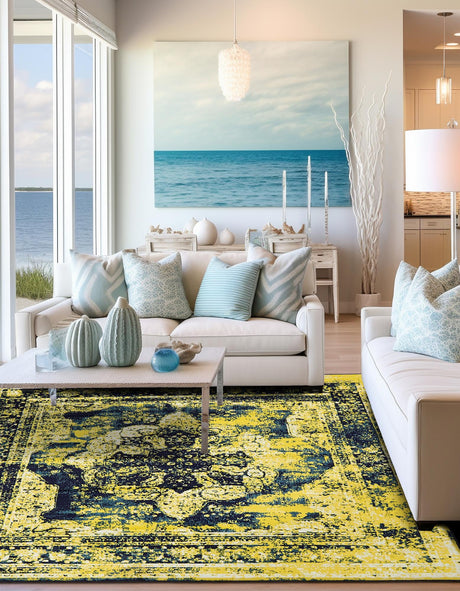 Navy Blue 6' 1 x 6' 1 Sofia Square Area Rug Durable Easy Clean Stain Resistant Unique Carpet for Affordable Interior Home Design for Sale at Rug Engine