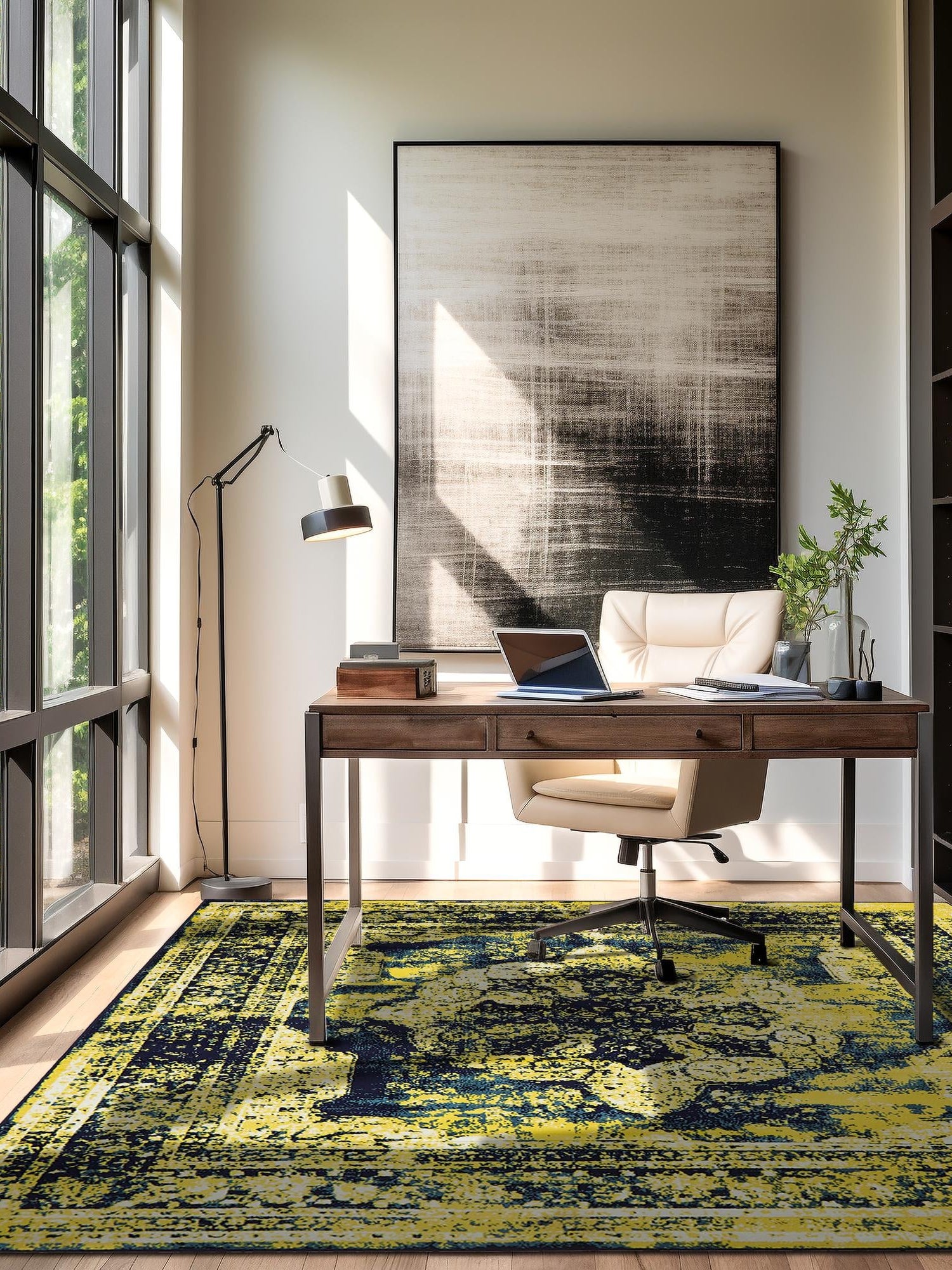 Navy Blue 7' 10 x 7' 10 Sofia Square Area Rug Durable Easy Clean Stain Resistant Unique Carpet for Affordable Interior Home Design for Sale at Rug Engine