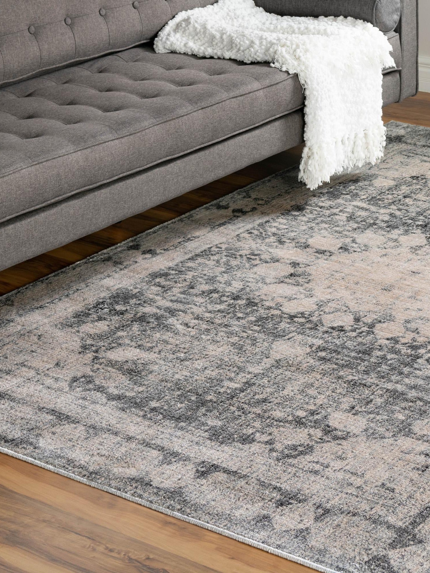 Gray 8' x 10' Asheville Rectangle Area Rug 100% Polypropylene With Cotton Backing Easy Clean Indoor Living Dining Bedroom Office Carpet for Sale at Rug Engine