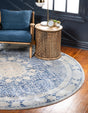 Navy Blue 8' x 8' Asheville Round Area Rug 100% Polypropylene With Cotton Backing Easy Clean Indoor Living Dining Bedroom Office Carpet for Sale at Rug Engine