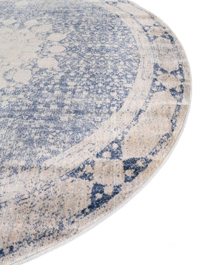 Navy Blue 8' x 8' Asheville Round Area Rug 100% Polypropylene With Cotton Backing Easy Clean Indoor Living Dining Bedroom Office Carpet for Sale at Rug Engine
