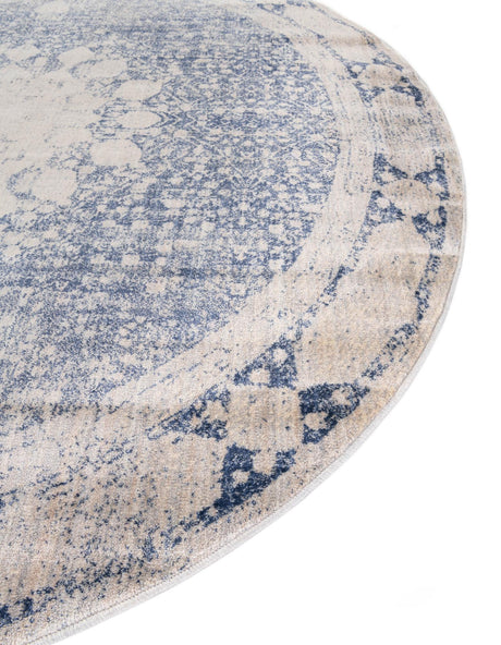 Navy Blue 8' x 8' Asheville Round Area Rug 100% Polypropylene With Cotton Backing Easy Clean Indoor Living Dining Bedroom Office Carpet for Sale at Rug Engine