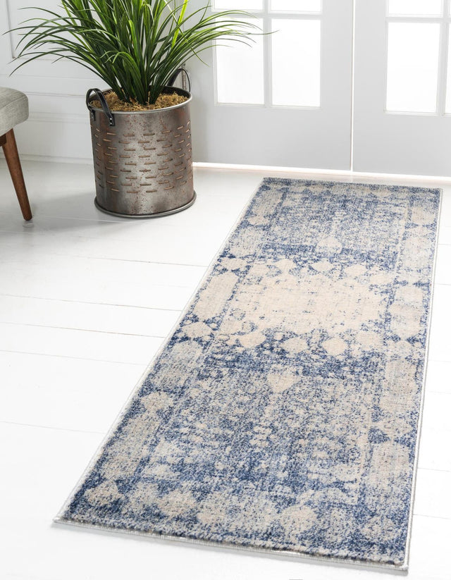 Navy Blue 2' 2 x 6' 1 Asheville Runner Area Rug 100% Polypropylene With Cotton Backing Easy Clean Indoor Living Dining Bedroom Office Carpet for Sale at Rug Engine