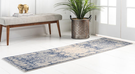 Navy Blue 2' 2 x 6' 1 Asheville Runner Area Rug 100% Polypropylene With Cotton Backing Easy Clean Indoor Living Dining Bedroom Office Carpet for Sale at Rug Engine