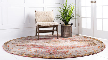 Multicolor 8' x 8' Asheville Round Area Rug 100% Polypropylene With Cotton Backing Easy Clean Indoor Living Dining Bedroom Office Carpet for Sale at Rug Engine