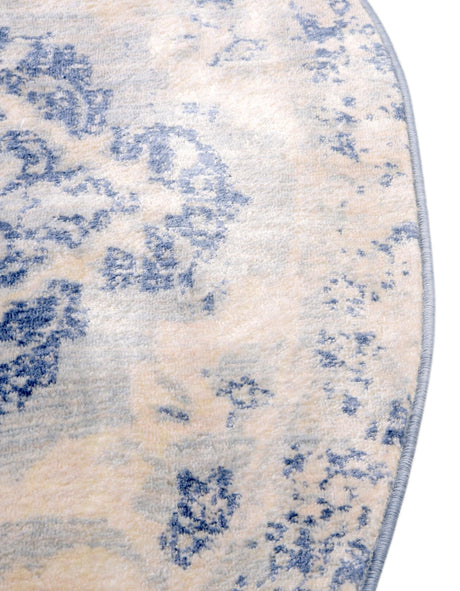 Blue 8' x 8' Asheville Round Area Rug 100% Polypropylene With Cotton Backing Easy Clean Indoor Living Dining Bedroom Office Carpet for Sale at Rug Engine