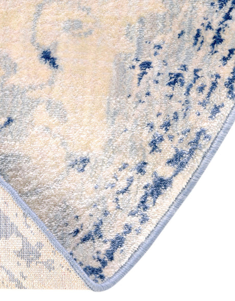Blue 8' x 8' Asheville Round Area Rug 100% Polypropylene With Cotton Backing Easy Clean Indoor Living Dining Bedroom Office Carpet for Sale at Rug Engine