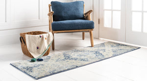 Blue 2' 2 x 6' 1 Asheville Runner Area Rug 100% Polypropylene With Cotton Backing Easy Clean Indoor Living Dining Bedroom Office Carpet for Sale at Rug Engine